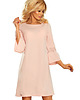 sukienki midi damskie 190-1 MARGARET sukienka z koronką na rękawkach - PASTELOWY RÓŻ 4