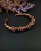bransoletki wire wrapping Miedziana bransoleta cuff z różowym turmalinem 7