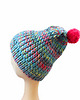 czapki damskie 6914 Wielokolorowa Czapka Zimowa z Neonowym Pomponem 4