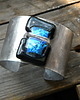 bransoletki wire wrapping Błękit na czerni   - BRANSOLETA MANKIET - CUFF 4
