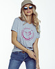 t-shirt damskie T-SHIRT koszulka szara BASIC klasyczna z kolibrem 1