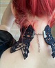 chokery Czarny choker/kolia Wiktoriańska z piękną czerwoną ozdobą 4