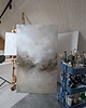 obrazy Duży obraz abstrakcja w neutralnych beżach i bieli XXL 150 x 90 cm 3
