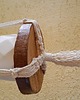 kwietniki Kwietnik wiszący ze sznurka z drewnianą podstawką. Makrama BOHO 2