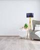 lampy podłogowe Drewniana lampa stojąca na 3 nogach do salonu z abażurem TULUZA GOLD 6