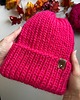 czapki damskie Wełniana czapka oversize - magenta 7