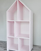 meble do pokoju dziecka Drewniany regał z półkami z kształcie domku ,meble z drewna miasto 1