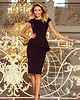 sukienki midi damskie 192-3 Elegancka sukienka MIDI z baskinką - CZARNA 2