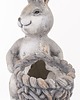 ozdoby wielkanocne Osłonka -  szarobiały zajączek z koszykiem 38x26x30 cm 1