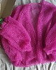 kardigany damskie Różowy kardigan  z jedwabiem i kod mohair Chmurka oversize 3