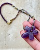 naszyjniki - inne Naszyjnik z kwiatem z kamienia  ametyst i turmalin 1