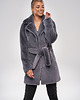 płaszcze damskie Szary Płaszcz ze Sztucznego Futra 2