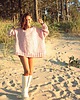 swetry damskie  Sweter handmade oversize  z wełną  pudrowy róż 1