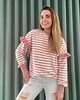 bluza bez kaptura damska Bluza paski różowe oversize falbanka 2