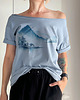 t-shirt damskie Jezioro góry japoński krajobraz Bladoniebieski Oversize 1