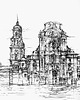 grafiki i ilustracje WYPRZEDAŻ RYSUNKÓW! Rysunek Katedra Santa Maria w Murcji 35x50 cm Pióro 2