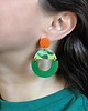 kolczyki z masy plastycznej Wiszące kolczyki geometryczne z zielonym łukiem 3