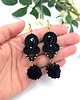 kolczyki soutache Rose kolczyki sutasz czarne eleganckie z kryształkiem i kwiatkiem 1