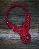 kolie Paloma- burgundowo- czerwony naszyjnik soutache 1
