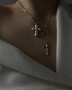 złote naszyjniki Naszyjnik z różowego złota z krzyżem wysadzanym SWAROVSKI CRYSTAL 4
