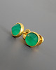 kolczyki pozłacane Kolczyki z zielonym agatem, srebro pozłacane 2