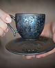 filiżanki Filiżanka espresso 80ml ceramiczna Srebrny Grafit i Ciemne Złoto Rękodzieło 2