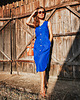 sukienki midi damskie SANTORINI niebieska sukienka z tencelu 5