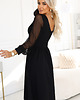 sukienki midi damskie 657-1 Elegancka sukienka midi z kopertowym dekoltem - czarna 1
