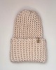 czapki damskie Czapka Puffy  Premium wełna Merino Sand 1