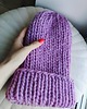 czapki damskie Wełniana czapka na drutach WOOLLY liliowa 4