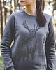 bluza bez kaptura damska Bluza damska bez kaptura crewneck JELEŃ SZLACHETNY szara - 1