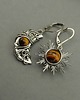 kolczyki wire wrapping Asymetryczne kolczyki księżyc i słońce tygrysie oko wire wrapping 1