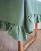 obrusy i serwetki Lniany obrus z falbanką  heavy EUCALYPTUS GREEN 1