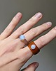 pierścionki - różne Pierścionek z kamienia naturalnego z sercem, agat + opalite, Chunky Jelly Ring 3
