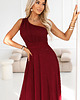 sukienki maxi damskie 656-1 Długa błyszcząca suknia wieczorowa na jedno ramię - burgund 3
