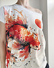 t-shirt damskie Koi pomarańczowy fullprint Biały Oversize 3
