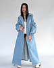 płaszcze damskie Trencz maxi oversize denim light blue 5