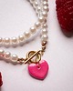 naszyjniki - inne Ręcznie robiony naszyjnik z pereł z zapięciem z przodu i serduszkiem 3