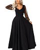sukienki maxi damskie 640-2 LORETTA Długa sukienka z tiulowymi rękawami i dekoltem - czarna 7