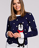 swetry damskie Sweter świąteczny z pingwinem - granatowy(MXS-06) 4