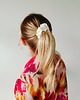 gumki do włosów Gumka jedwabna, scrunchie, frotka biały lotos MIDI 2