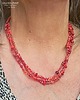 naszyjniki - inne BOHO 3-rzędowy naszyjnik z przeróżnych czerwonych małych koralików handmade 8