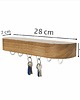 półki Dębowa półka na klucze z białymi haczykami 28 cm 1