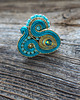 pierścionki - różne Turkusowy pierścionek soutache 1