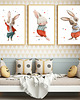 obrazy i plakaty do pokoju dziecięcego Zestaw 3 obrazki, plakaty - króliczek z piłką, z procą DK23 1