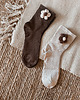 skarpetki damskie Skarpety damskie brązowe wiosna kwiaty 4