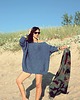 swetry damskie  Sweter handmade oversize  blue z wełną 2