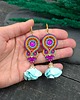 kolczyki soutache Kolczyki sutasz kolorowe turkus pomarańcz róż wiosenne Cleo z kwiatkiem 1