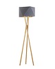 lampy podłogowe Drewniana lampa stojąca na 3 nogach do salonu z abażurem TULUZA GOLD 1