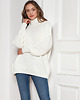 swetry damskie  Sweter oversize z golfem - SWE148 ecru 1